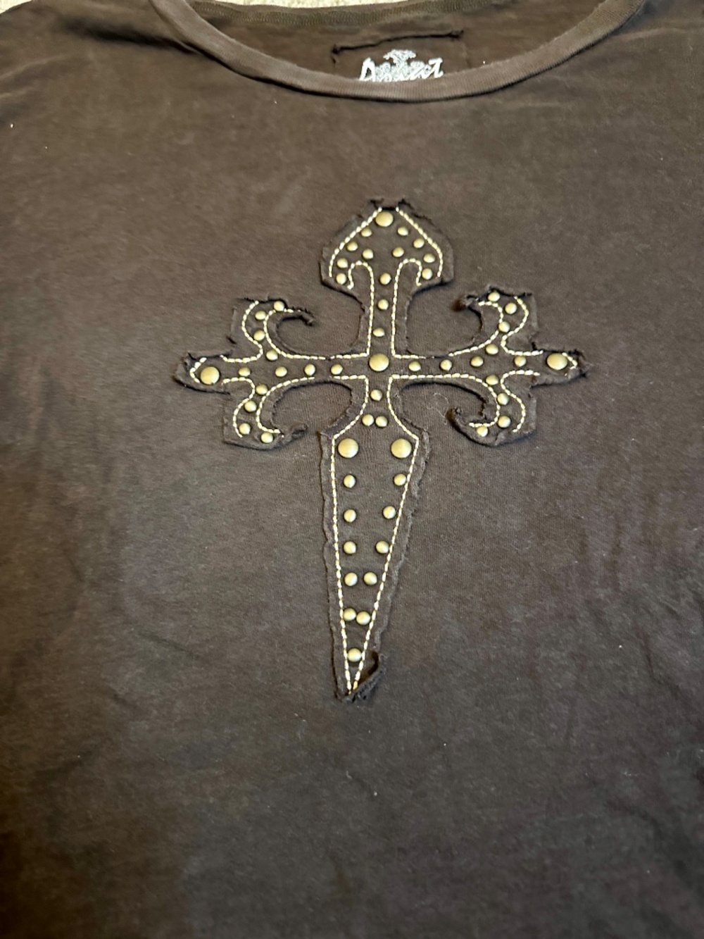 Brown and Gold Cross Detailed Shirt - Picture 2 of 5